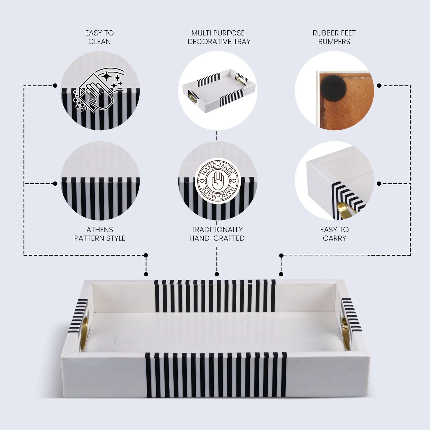 Decorative Tray Reflect Inspired Resin Inlay Vanity & Dresser Organizer – 11x17 Inch