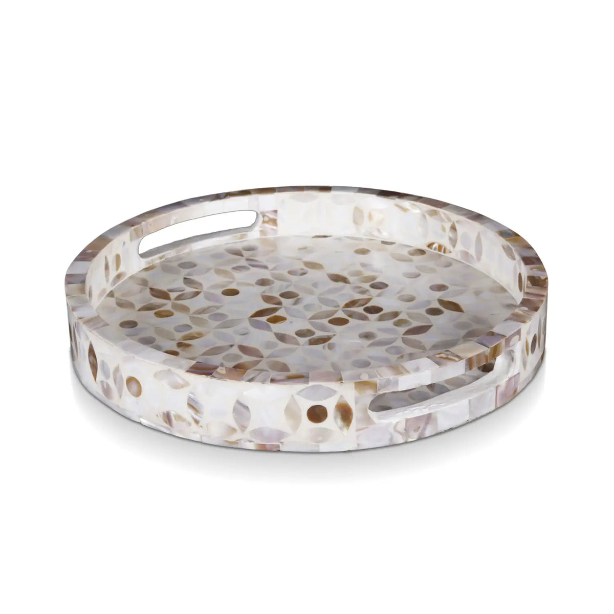 Decorative Tray Discovery Jewel Petit Pattern Mother of Pearl & Resin Inlay Collection in 2 Sizes
