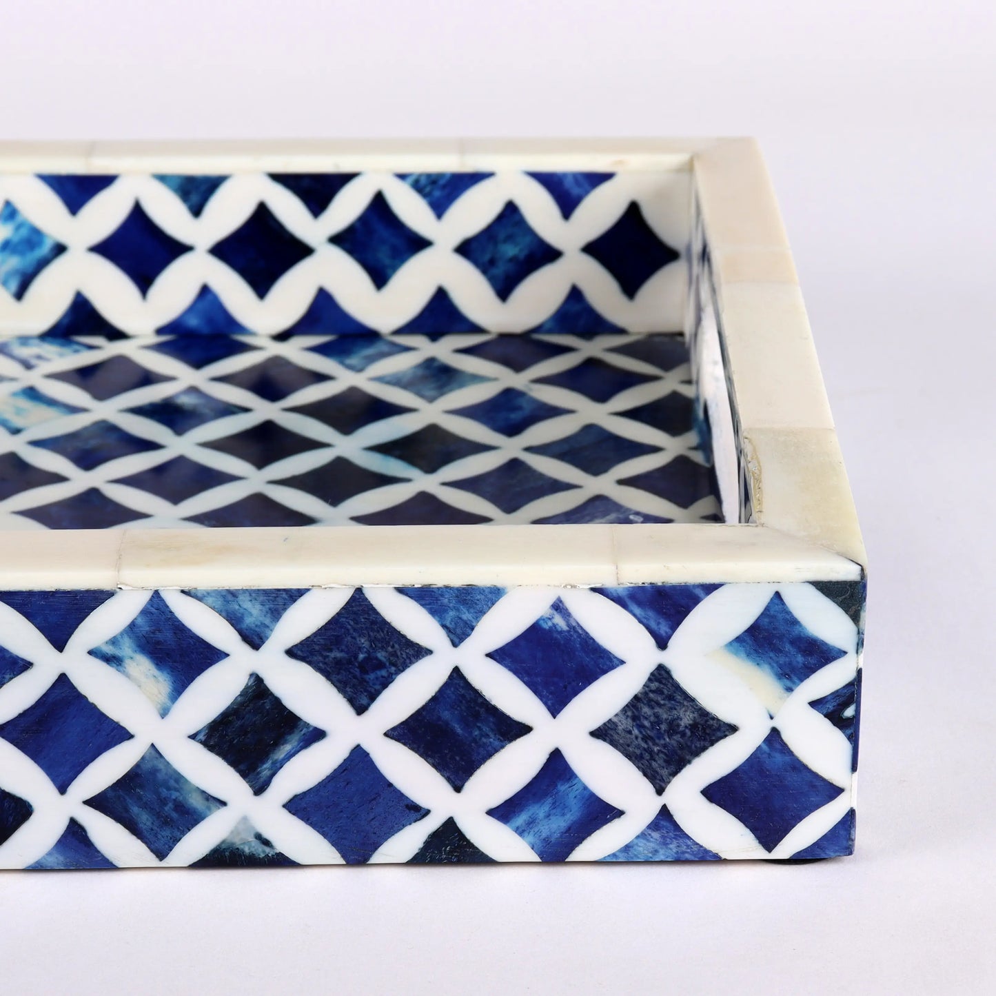 Decorative Tray Indigo Pattern Bone & Resin Inlay Collection in 12x8