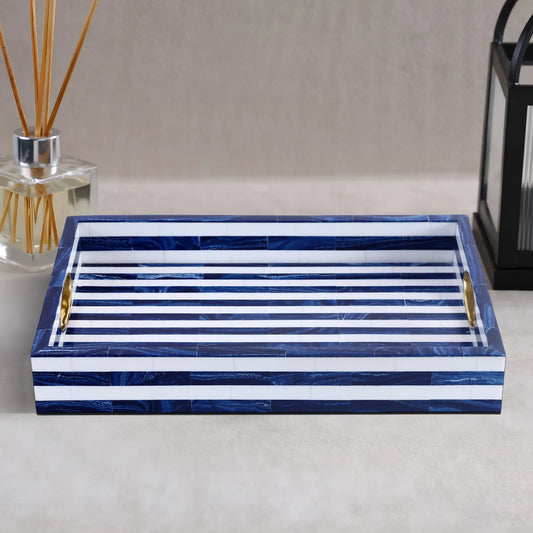 Decorative Tray Handmade Optique Madrid Inspired Resin Inlay – 11" x 17"