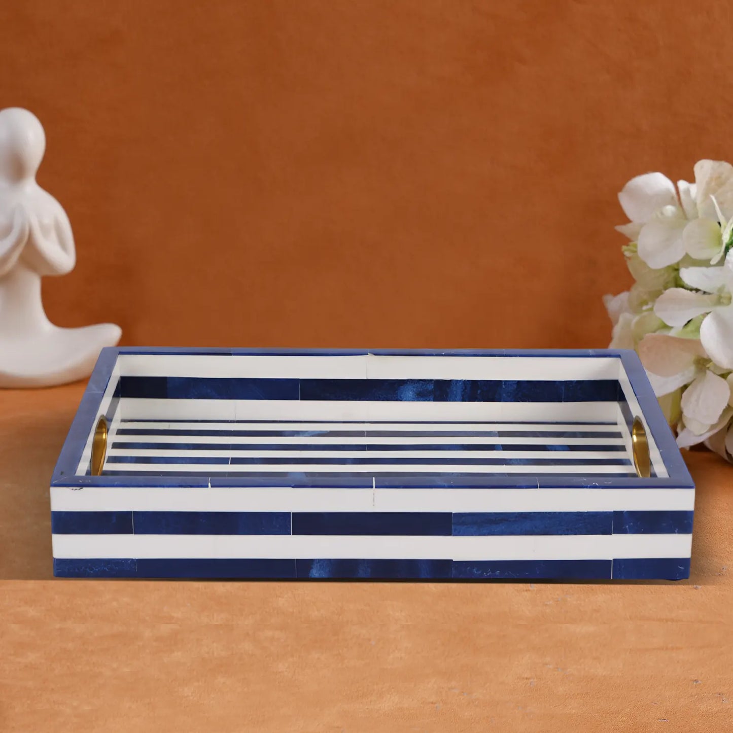 Decorative Tray Handmade Optique Madrid Inspired Resin Inlay – 11" x 17"