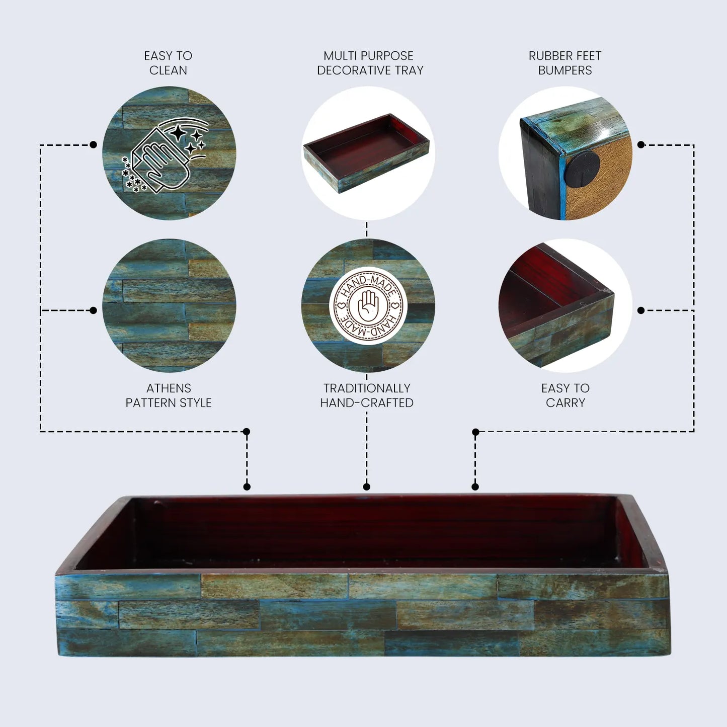 Vanity Tray Verdigris Pattern Bone Inlay Collection in 10x6