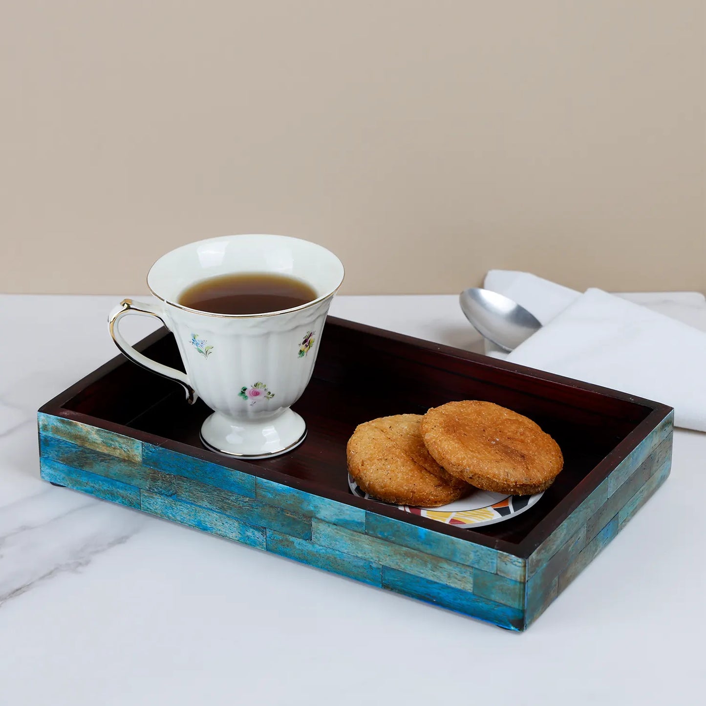 Vanity Tray Verdigris Pattern Bone Inlay Collection in 10x6