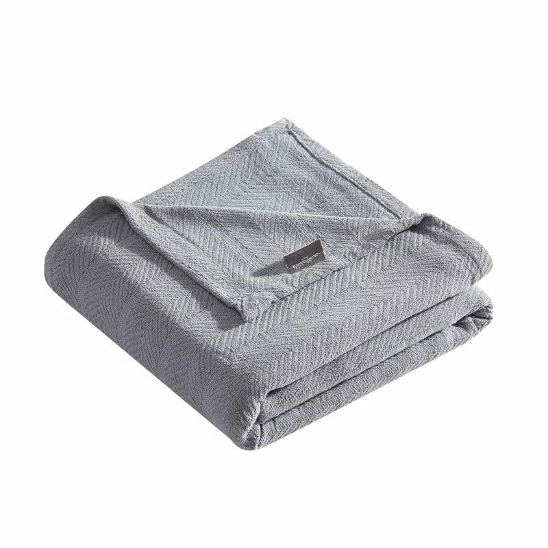 Twin size Cozy Lightweight Grey 100-Percent Cotton Blanket - Machine Washable