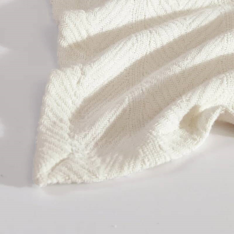 Twin size Cream Bone Lightweight 100-Percent Cotton Blanket - Machine Washable