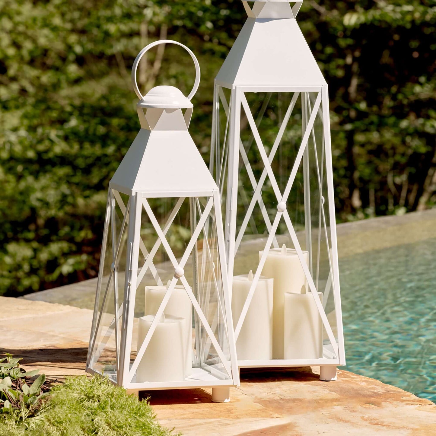 Tall White Coastal Outdoor Lantern