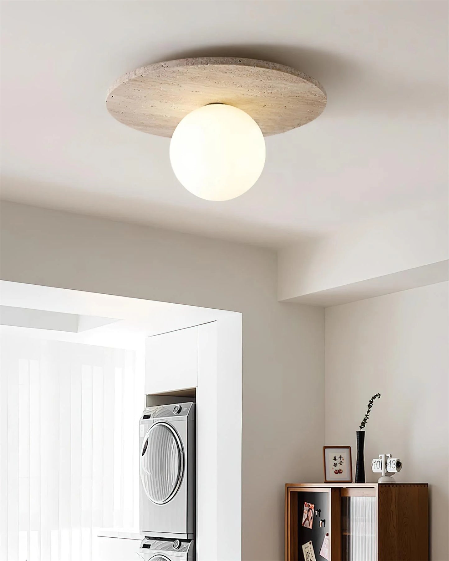 Tanner Disc Travertine Ceiling Light