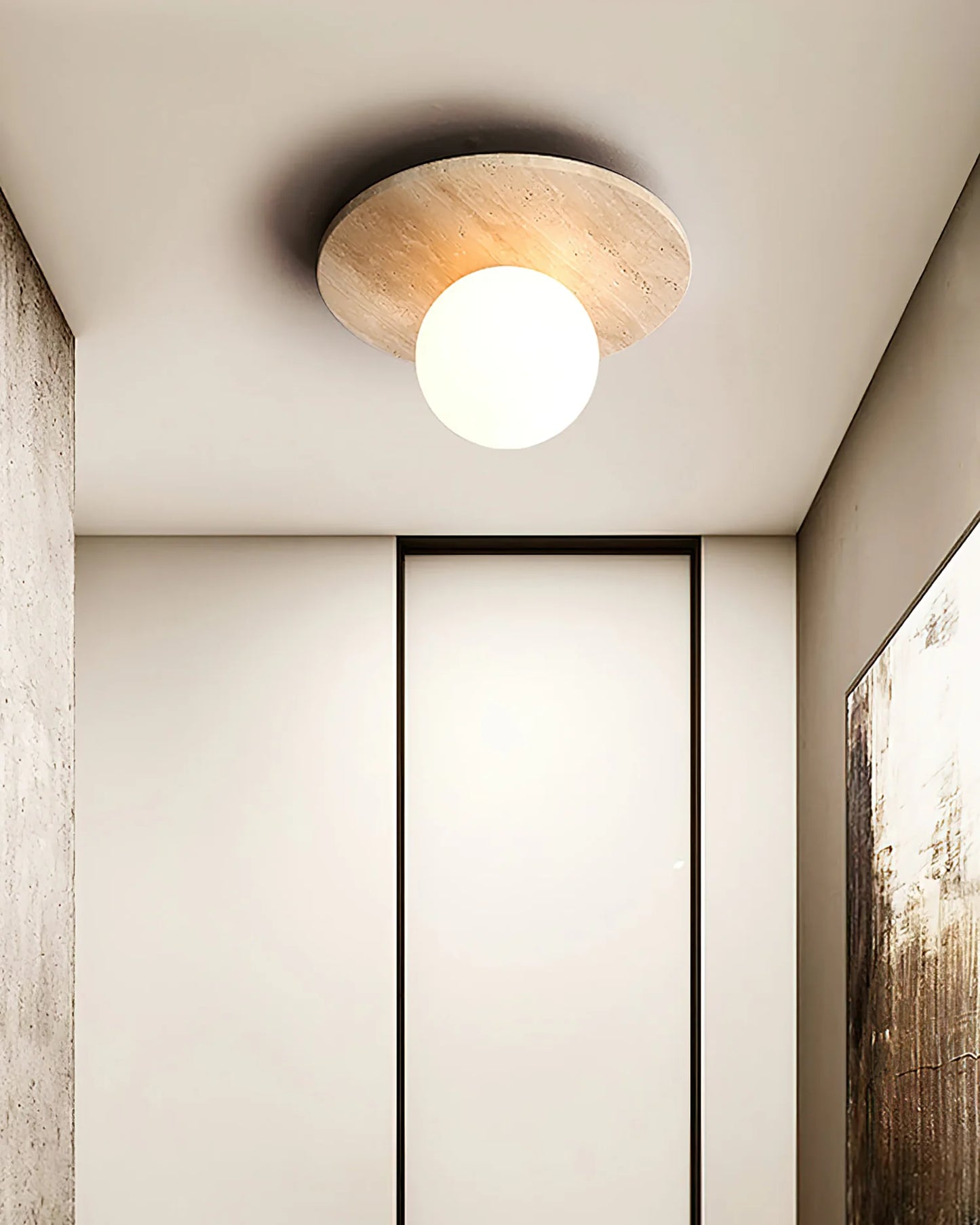 Tanner Disc Travertine Ceiling Light