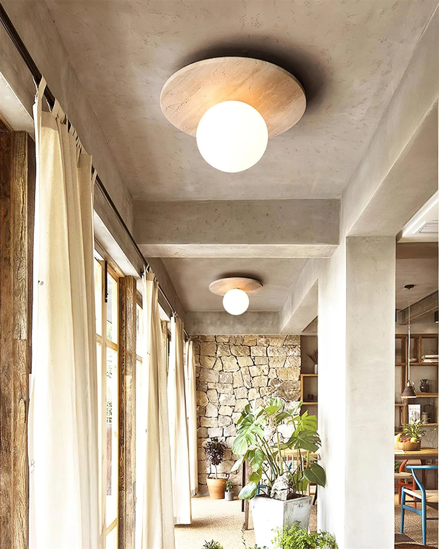 Tanner Disc Travertine Ceiling Light