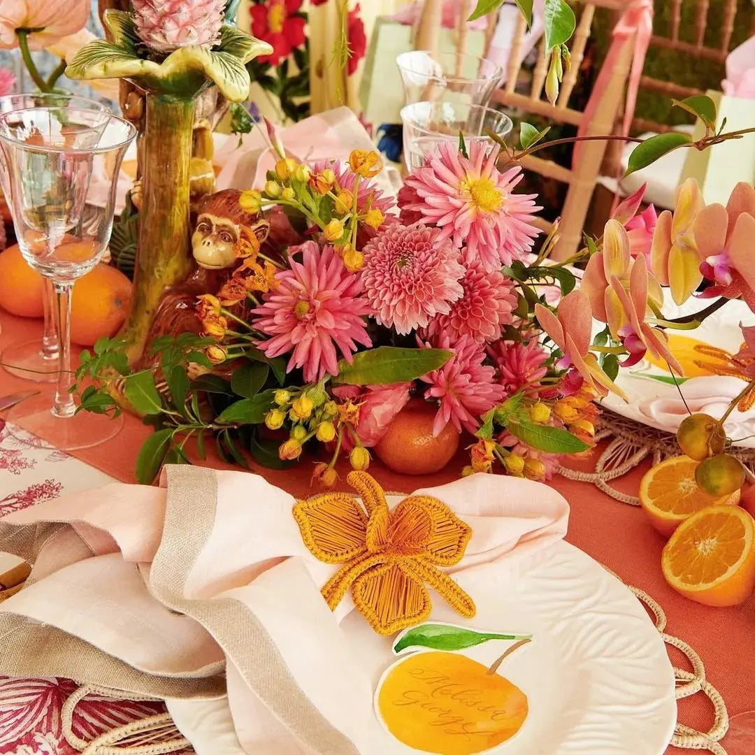 Thanksgiving Orchid Handwoven Iraca Napkin Ring