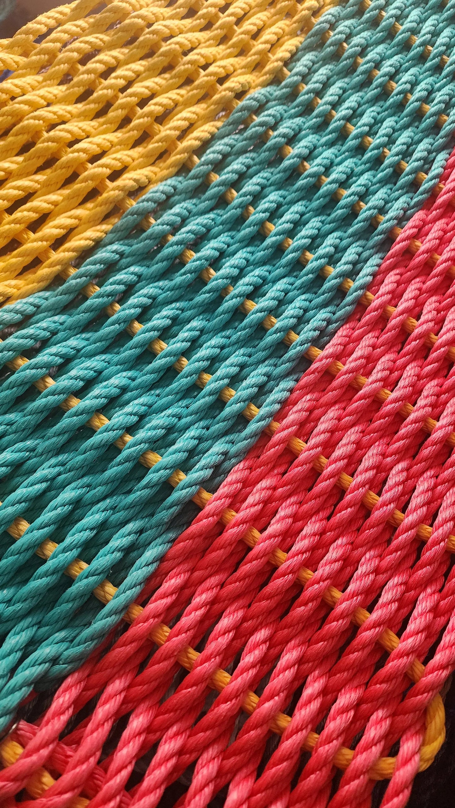 Three Stripe RopeMat Pink Teal Yellow