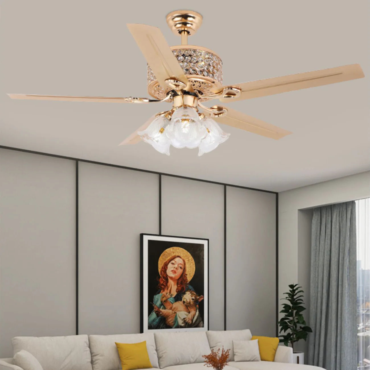Tiffany Laure Crystal Ceiling Fan Light