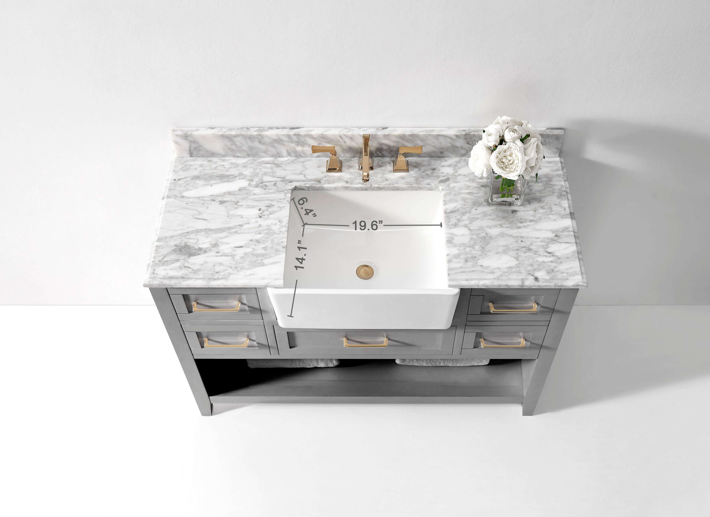 Hayley Bathroom Vanity with Sink and Carrara White Marble Top Cabinet Set