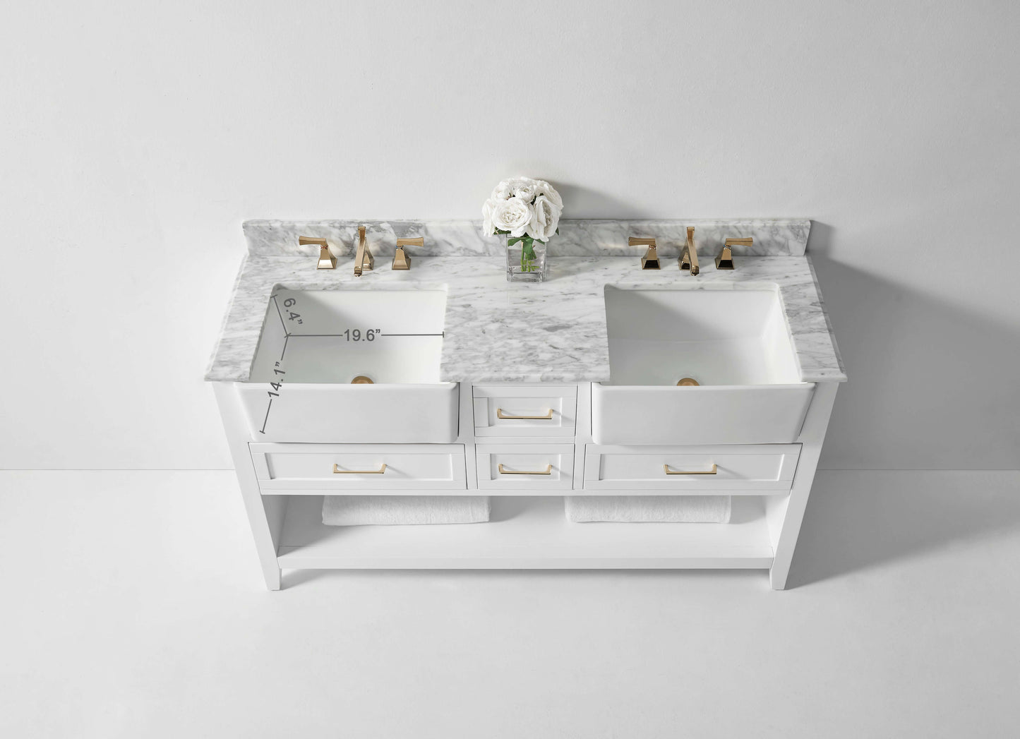 Hayley Bathroom Vanity with Sink and Carrara White Marble Top Cabinet Set