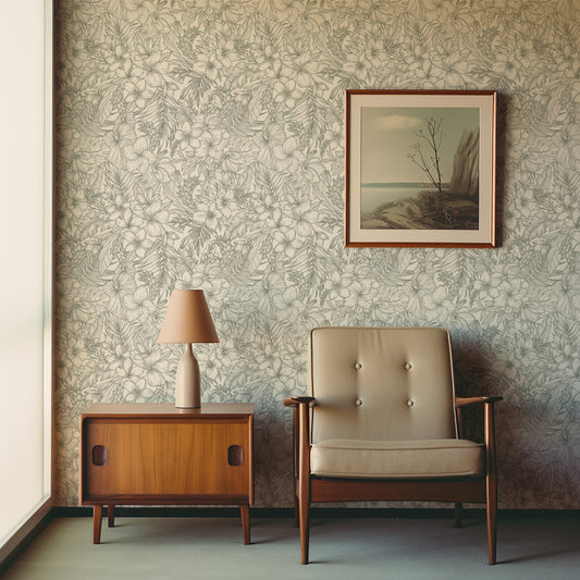 Elysian Hand-Drawn Tropical Wallpaper