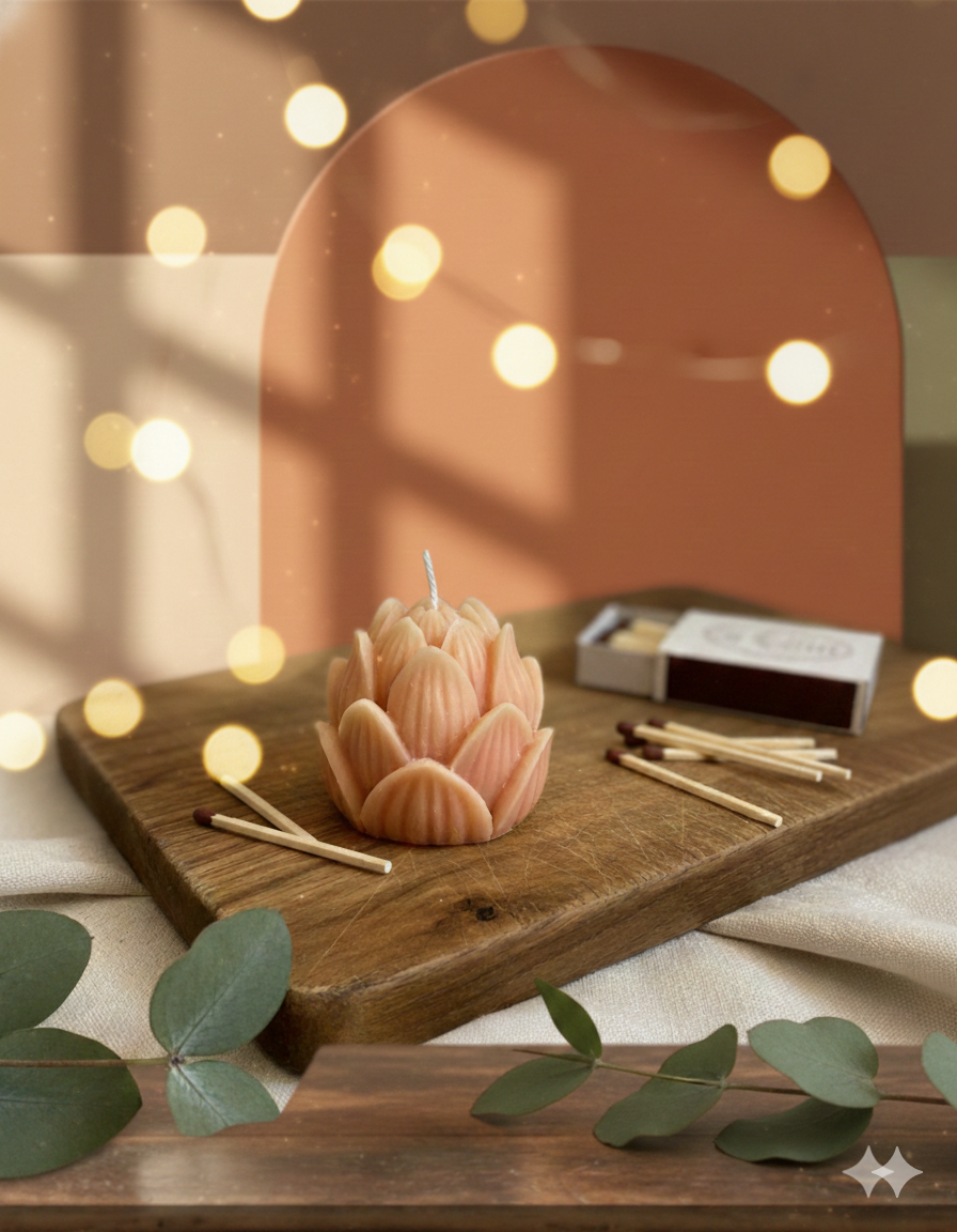 Mini Lotus Sculpture Candle – Hand-Poured Soy Wax | 13 Scents