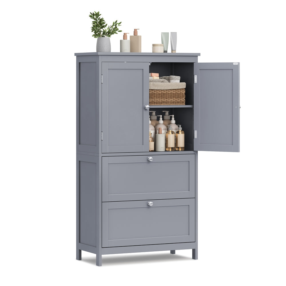 Bathroom Floor Storage Cabinet with 2 Drawers and 2 Doors