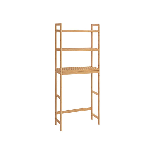 Over-The-Toilet Storage, 3-Tier Bamboo Bathroom Organizer with Adjustable Shelves, Multifunctional Toilet Rack, Static Load Capacity 33 lb per Tier, Easy to Assemble, Natural