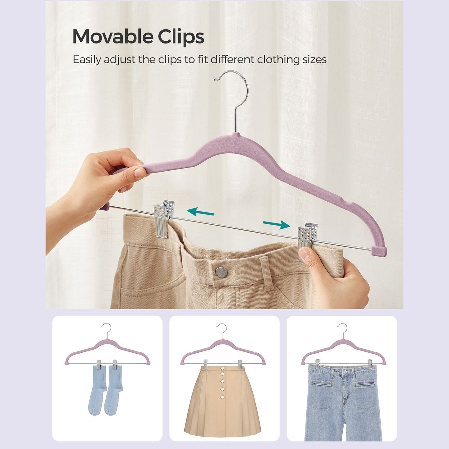 30-Pack Pants Hangers with Adjustable Clips