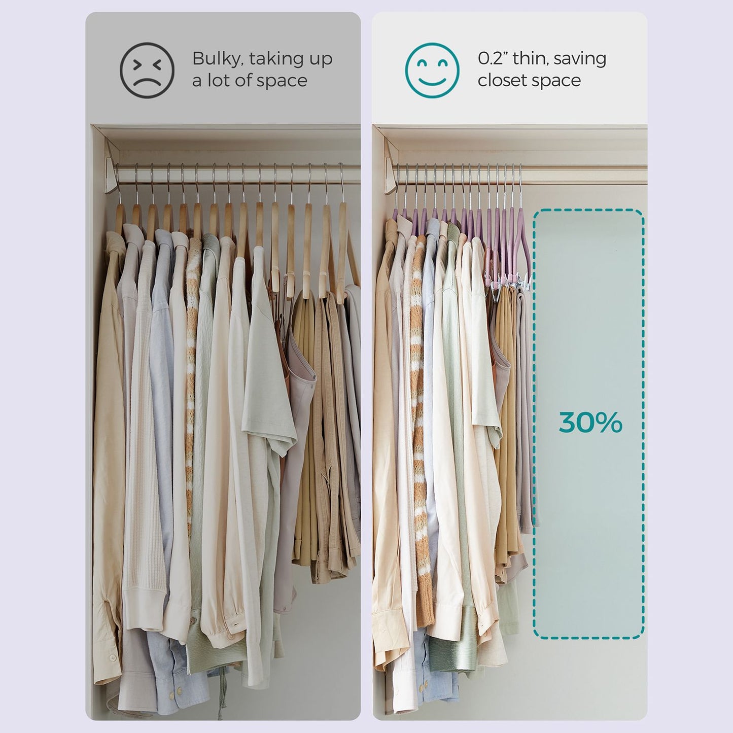 30-Pack Pants Hangers with Adjustable Clips