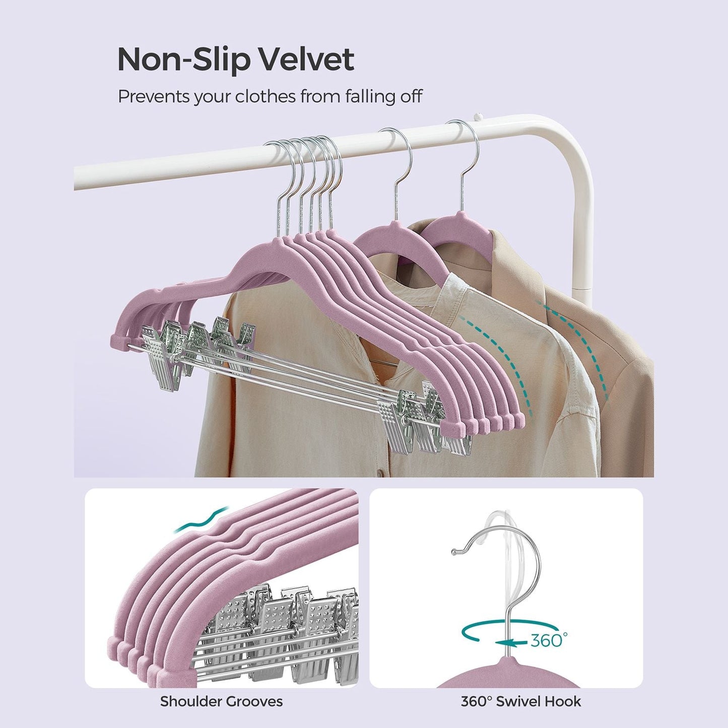 30-Pack Pants Hangers with Adjustable Clips