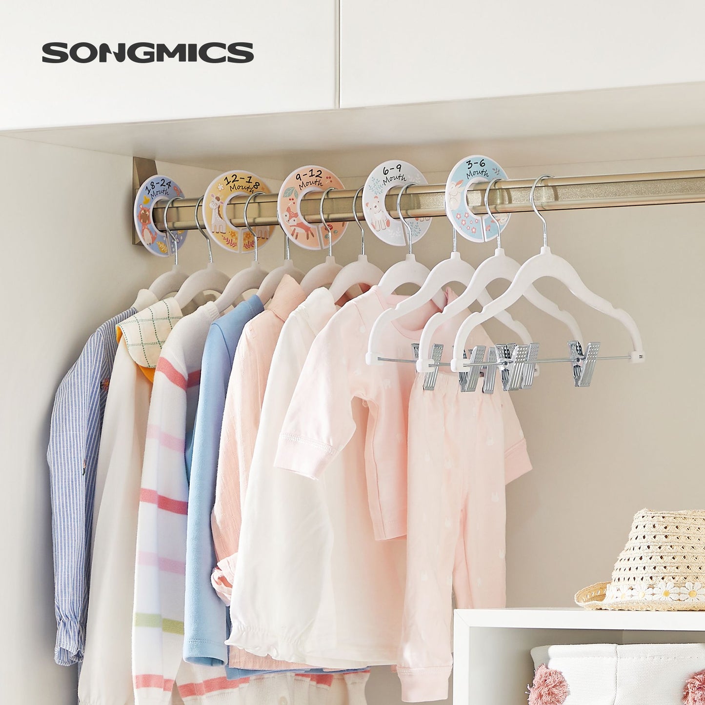 30 Packs Pants Hangers with Clips and 6 Clothes Dividers