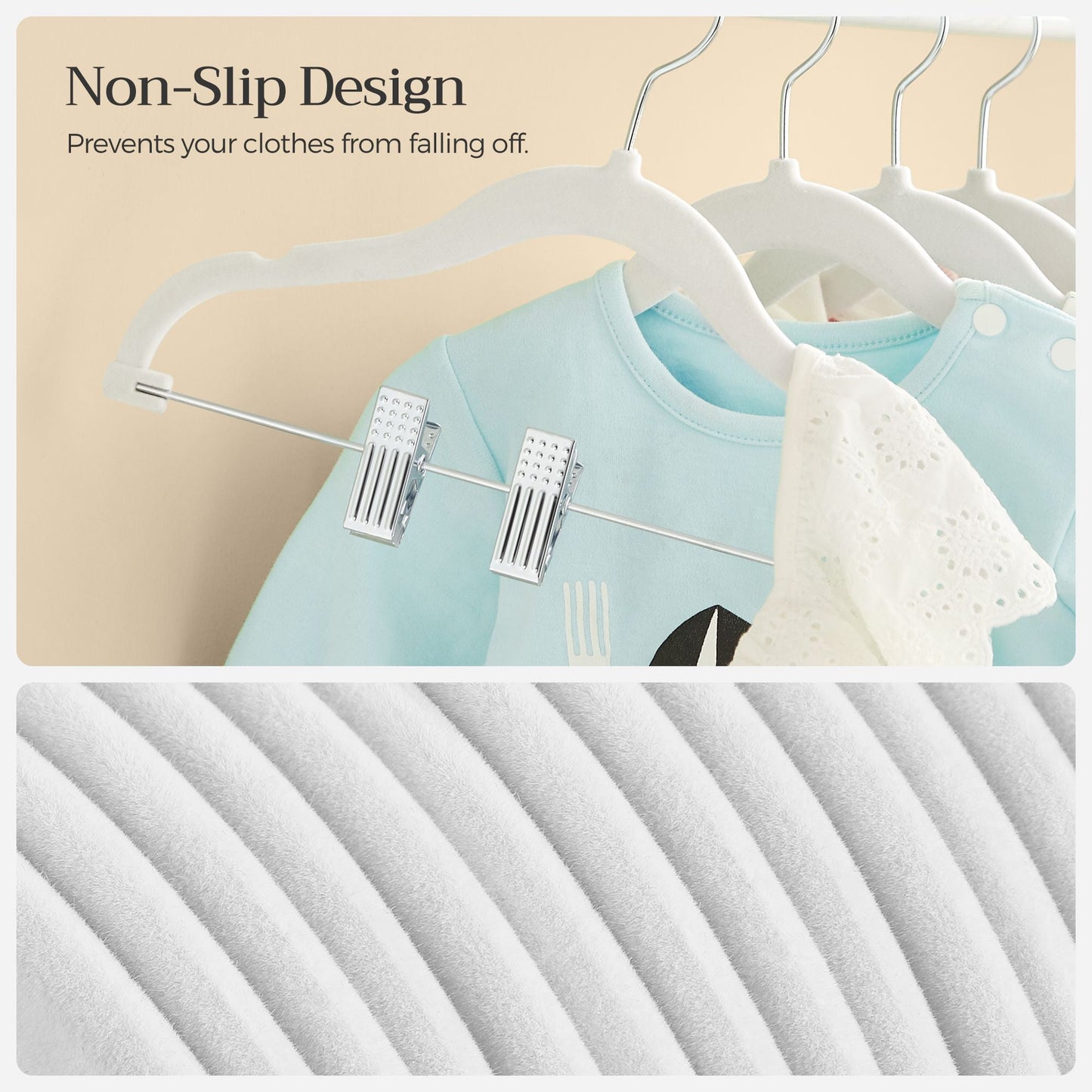 30 Packs Pants Hangers with Clips and 6 Clothes Dividers