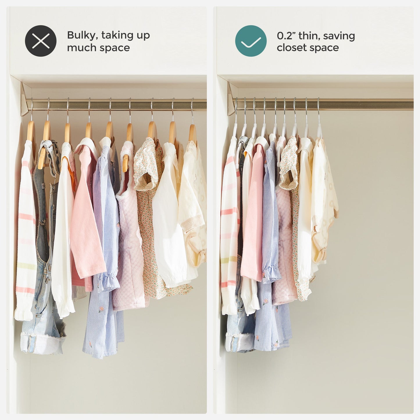 30 Packs Pants Hangers with Clips and 6 Clothes Dividers