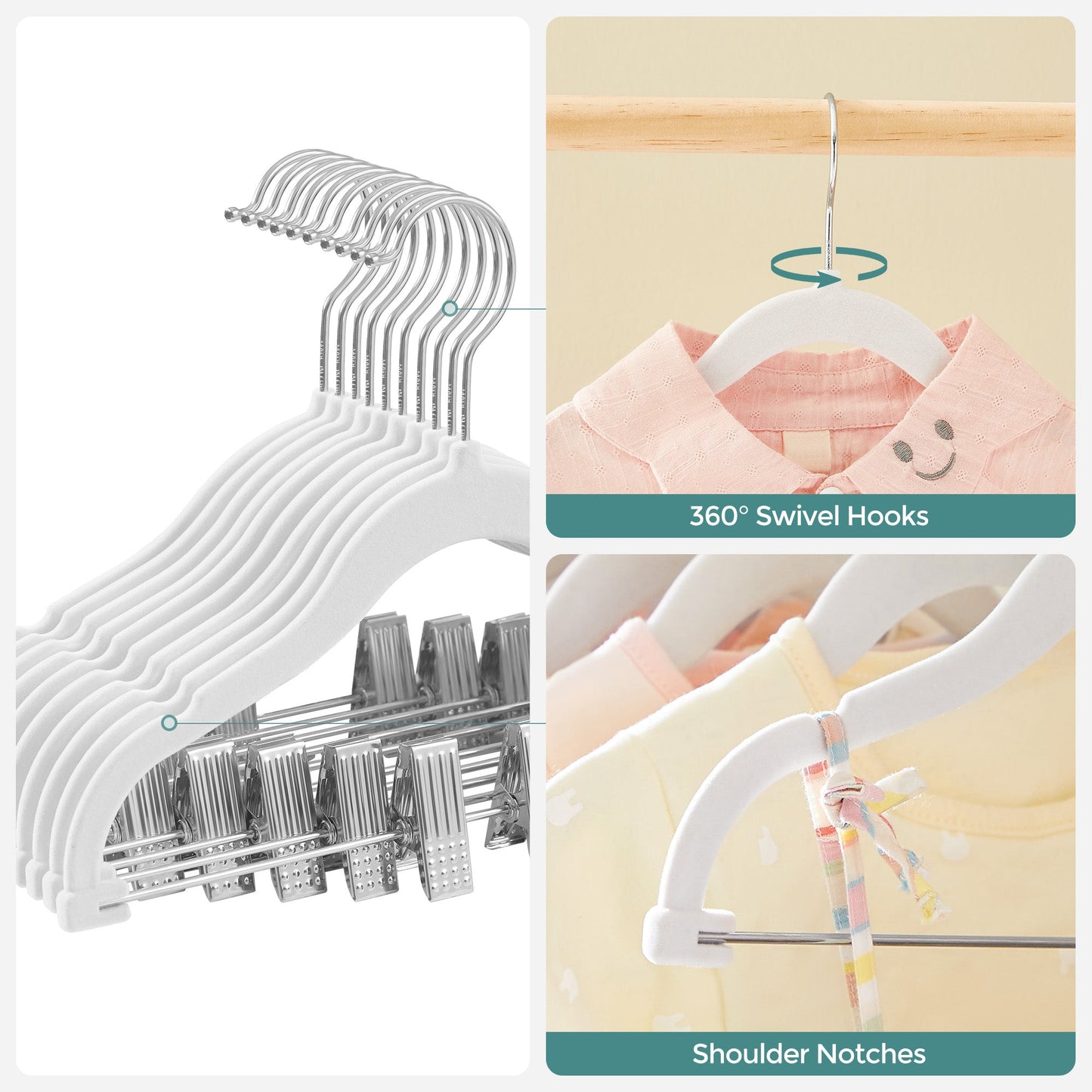 30 Packs Pants Hangers with Clips and 6 Clothes Dividers