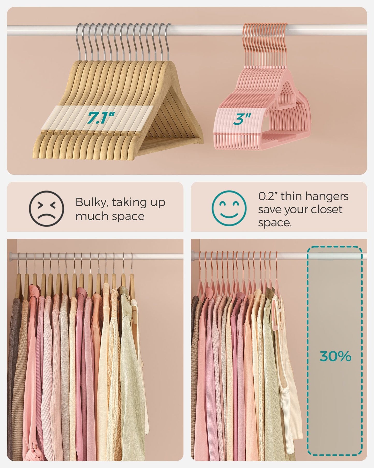 Pack of 50 Heavy-Duty Plastic Hangers