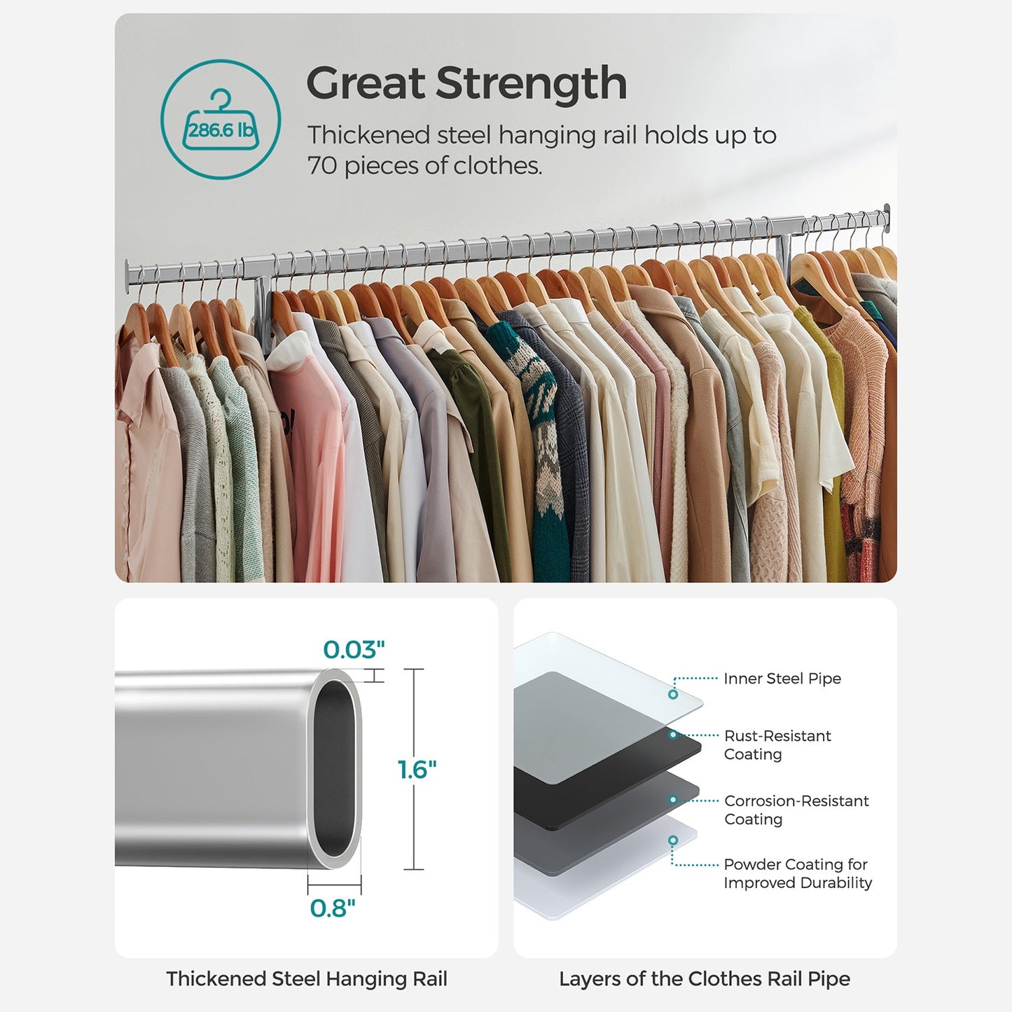 Heavy-Duty Clothes Rack with Extendable Hanging Rod