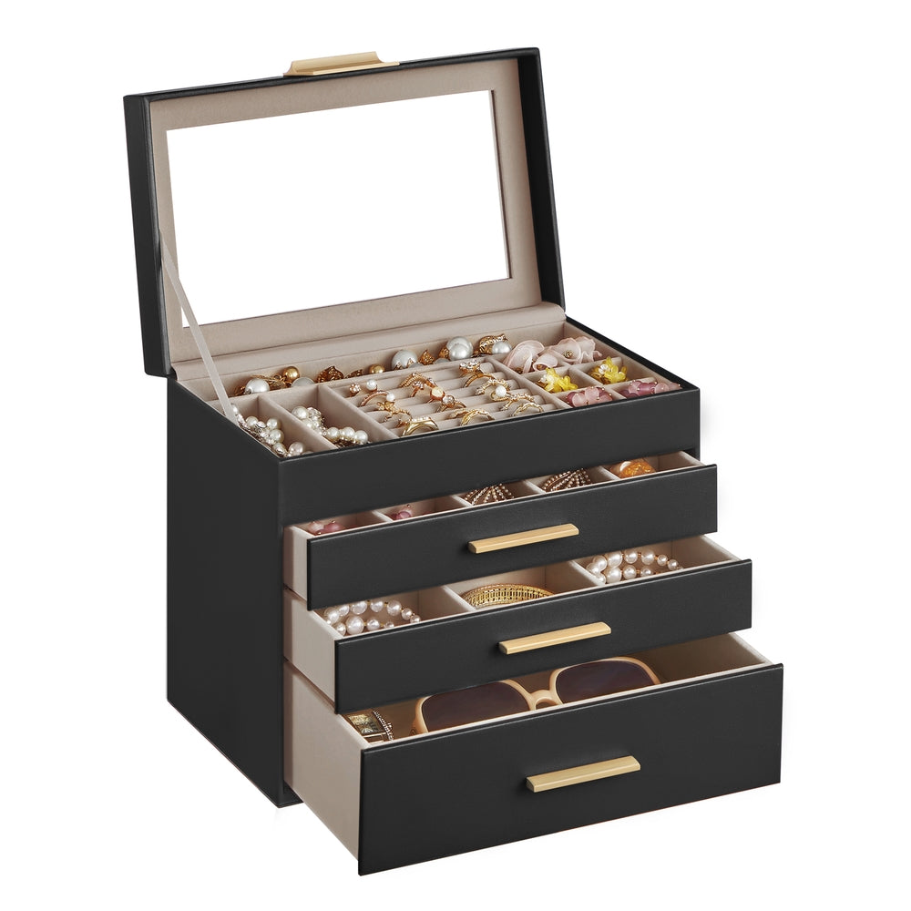4-Layer Jewelry Box with Glass Lid for Big Jewelry