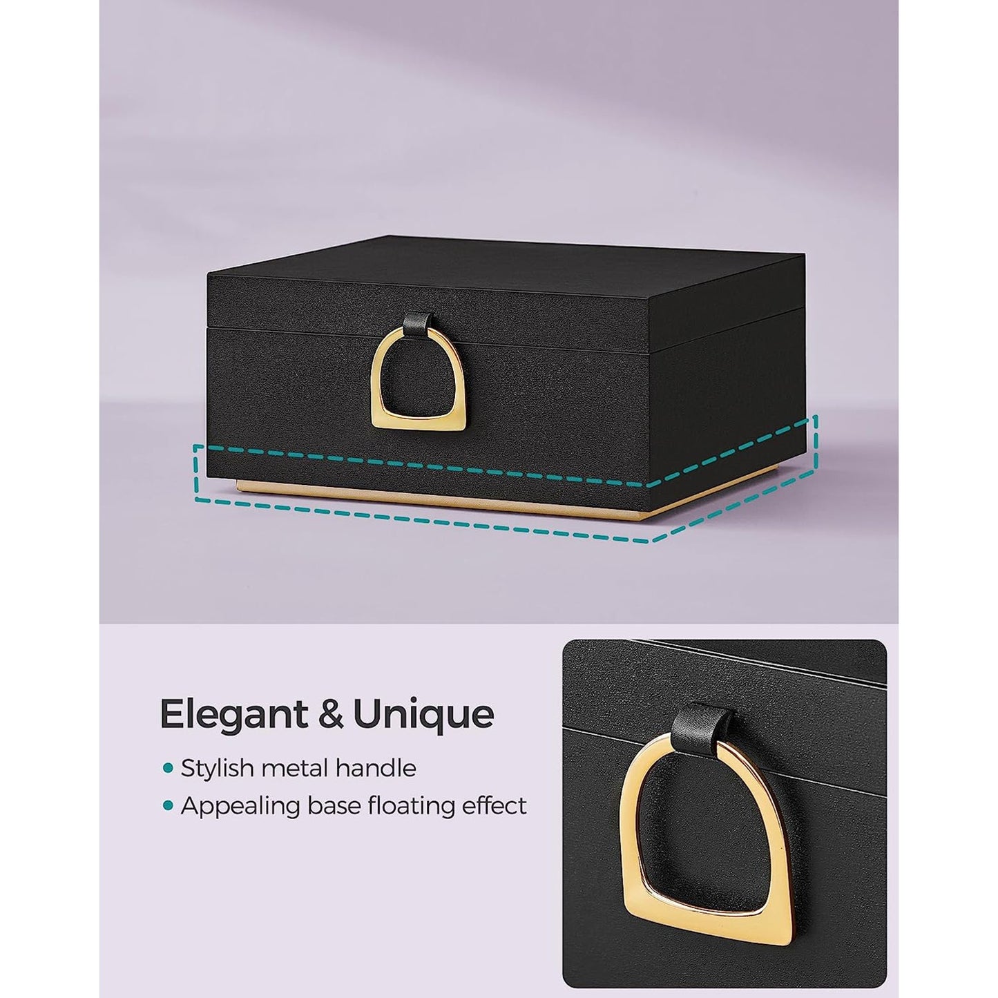 2-Layer Jewelry Box with Handle and Removable Jewelry Tray