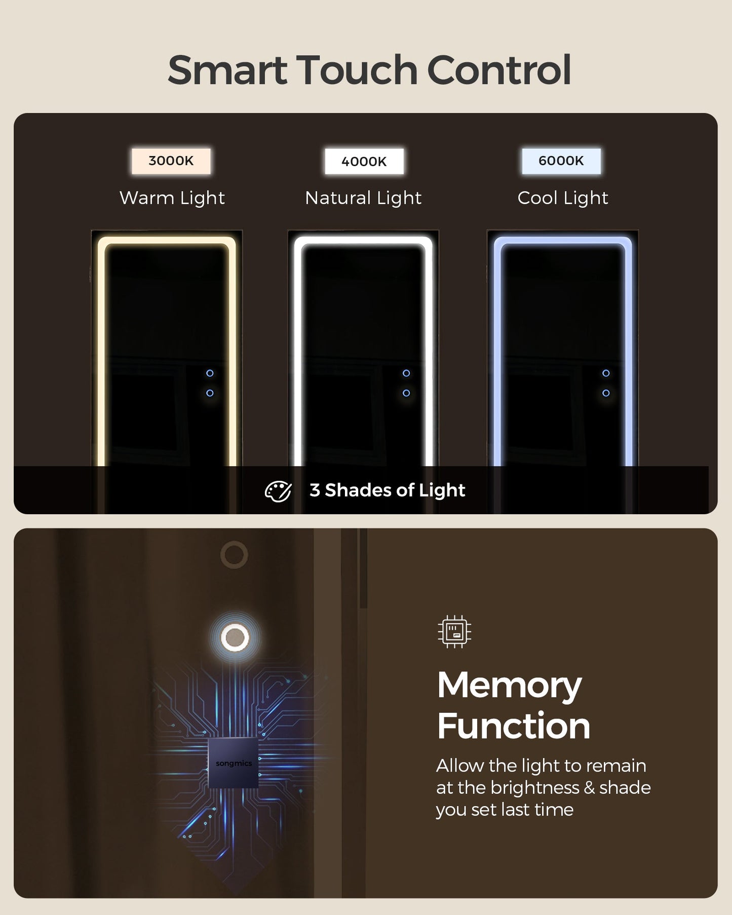 LED Mirror Jewelry Cabinet Standing