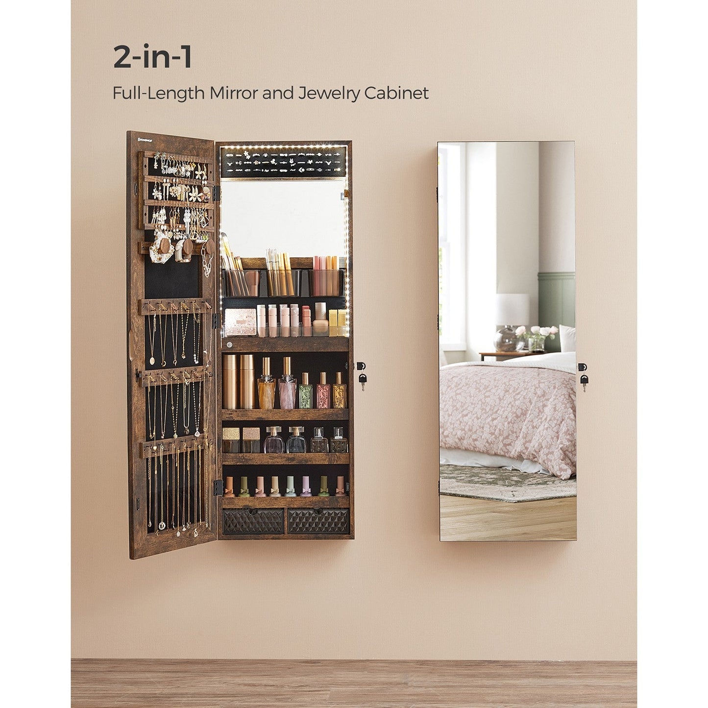 Jewelry Cabinet Armoire with Mirror