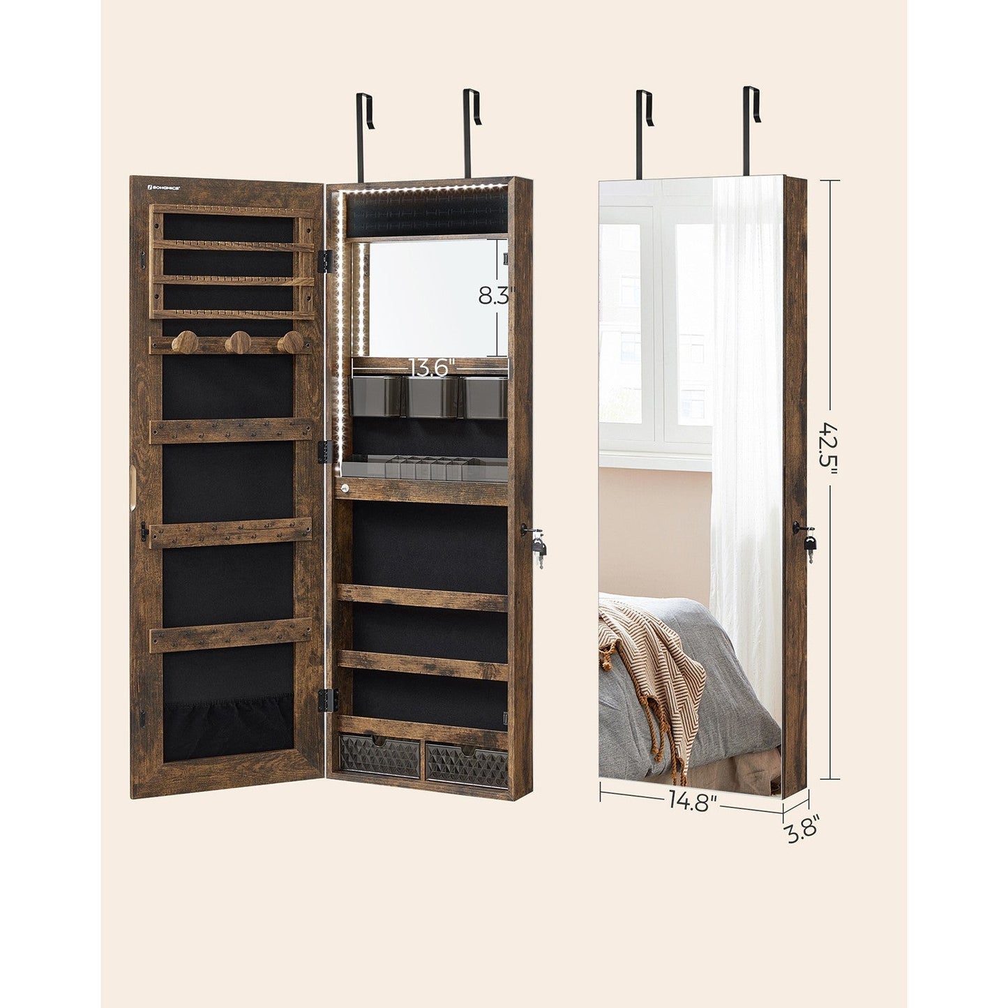 Jewelry Cabinet Armoire with Mirror