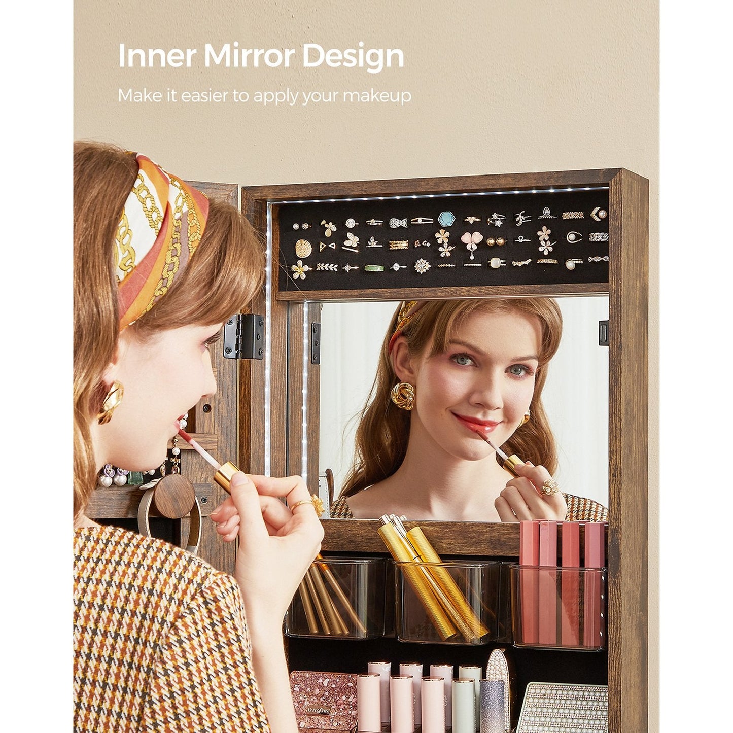 Jewelry Cabinet Armoire with Mirror