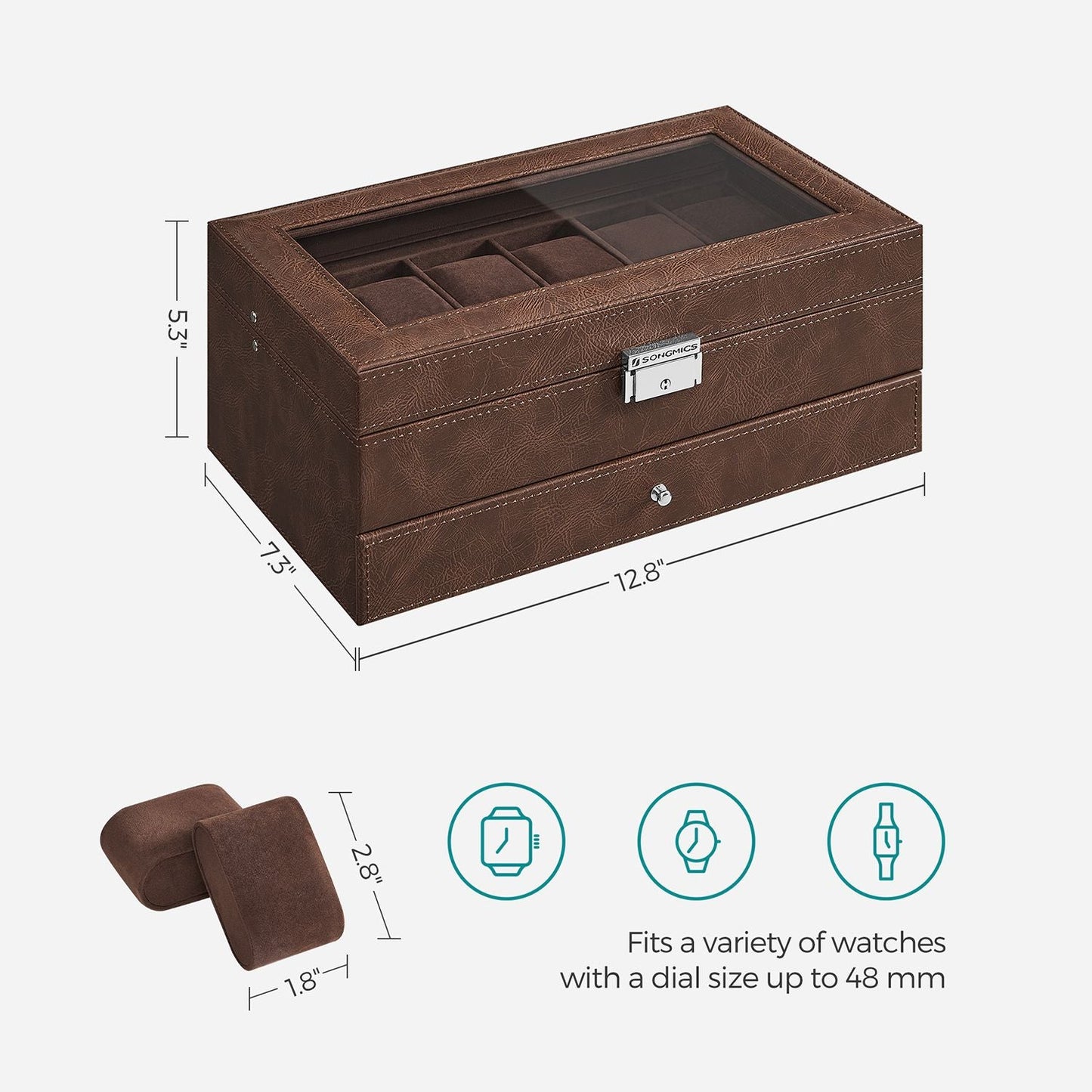 12-Slot Watch Box with Glass Lid