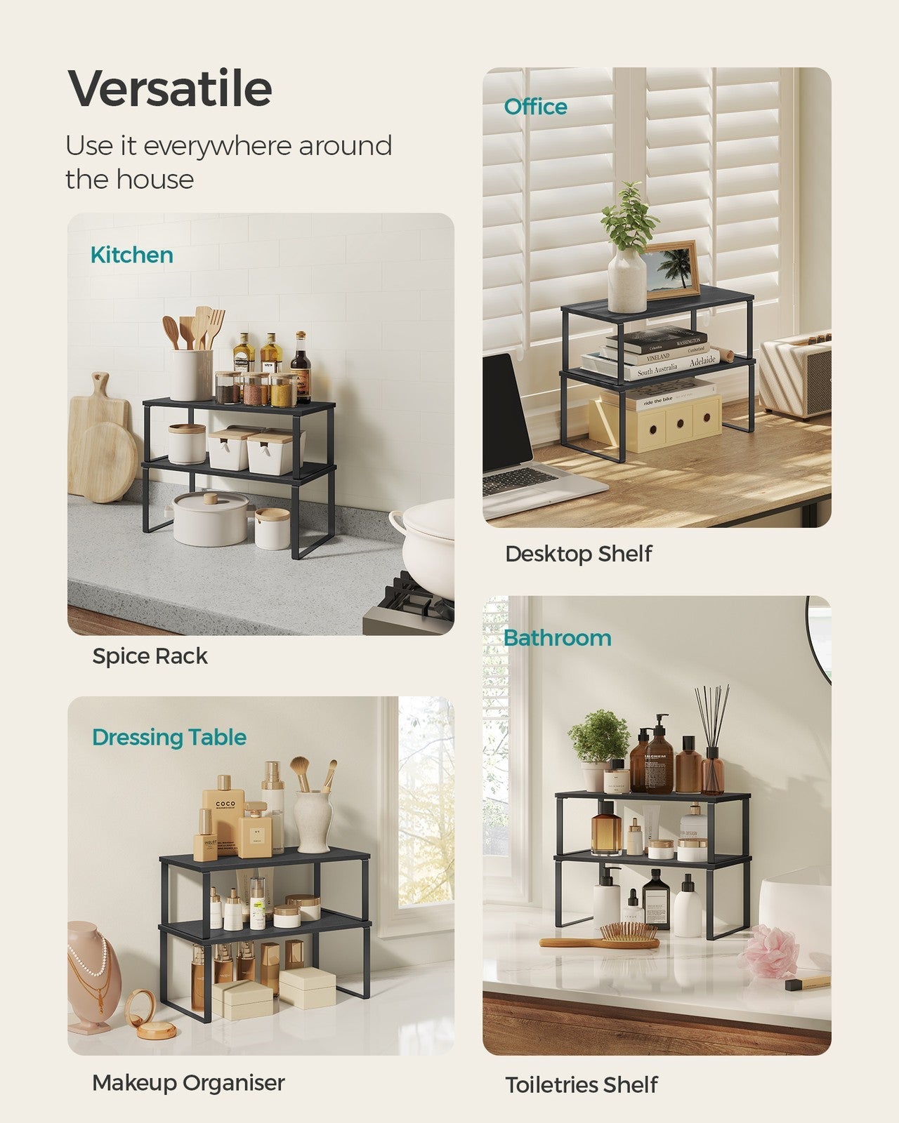 Set of 2 Kitchen Counter Shelves
