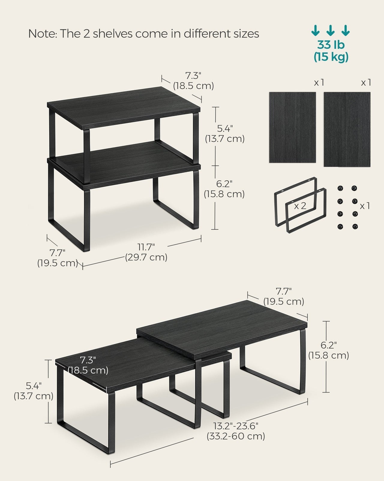 Set of 4 Kitchen Counter Shelves