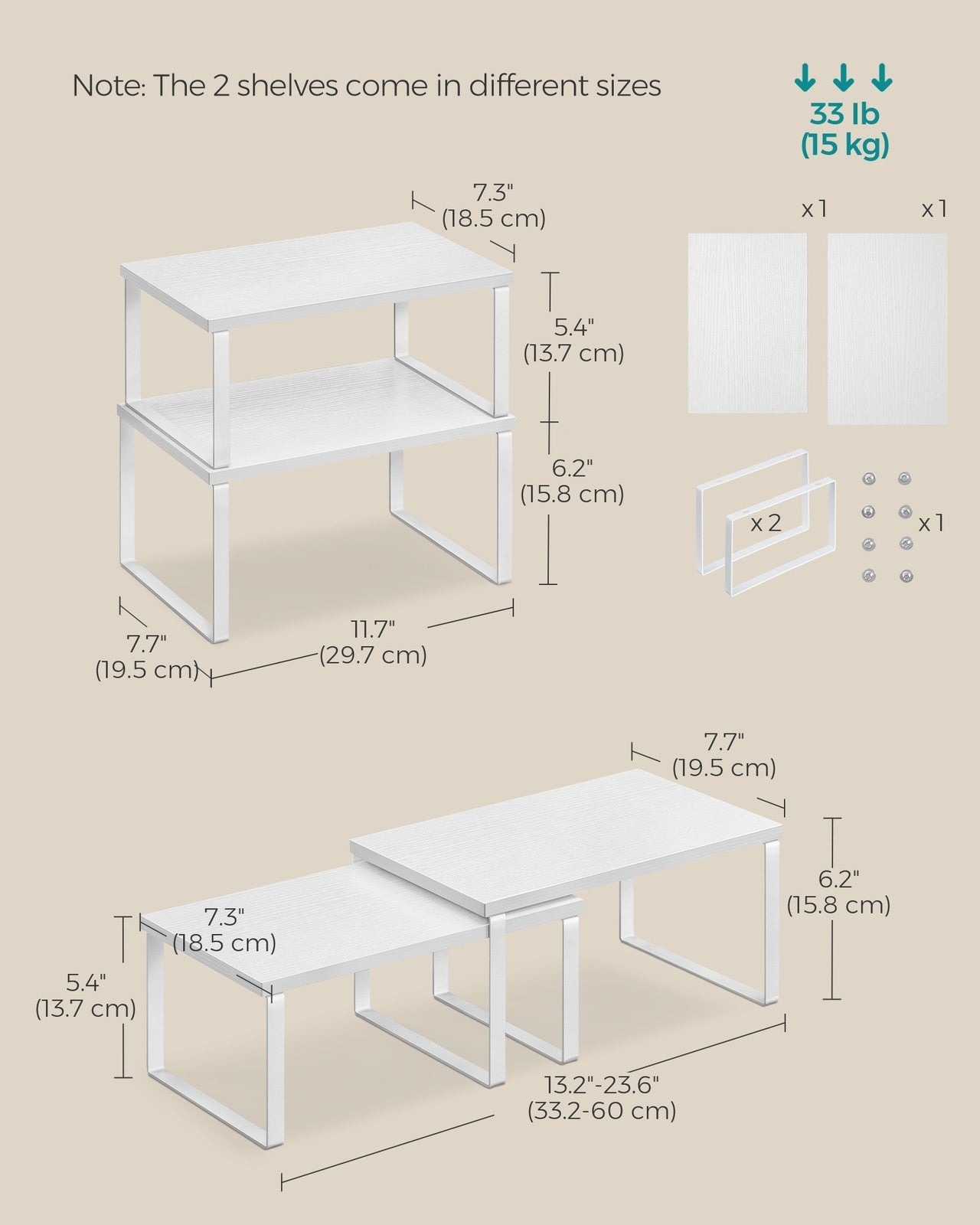 Set of 4 Kitchen Counter Shelves