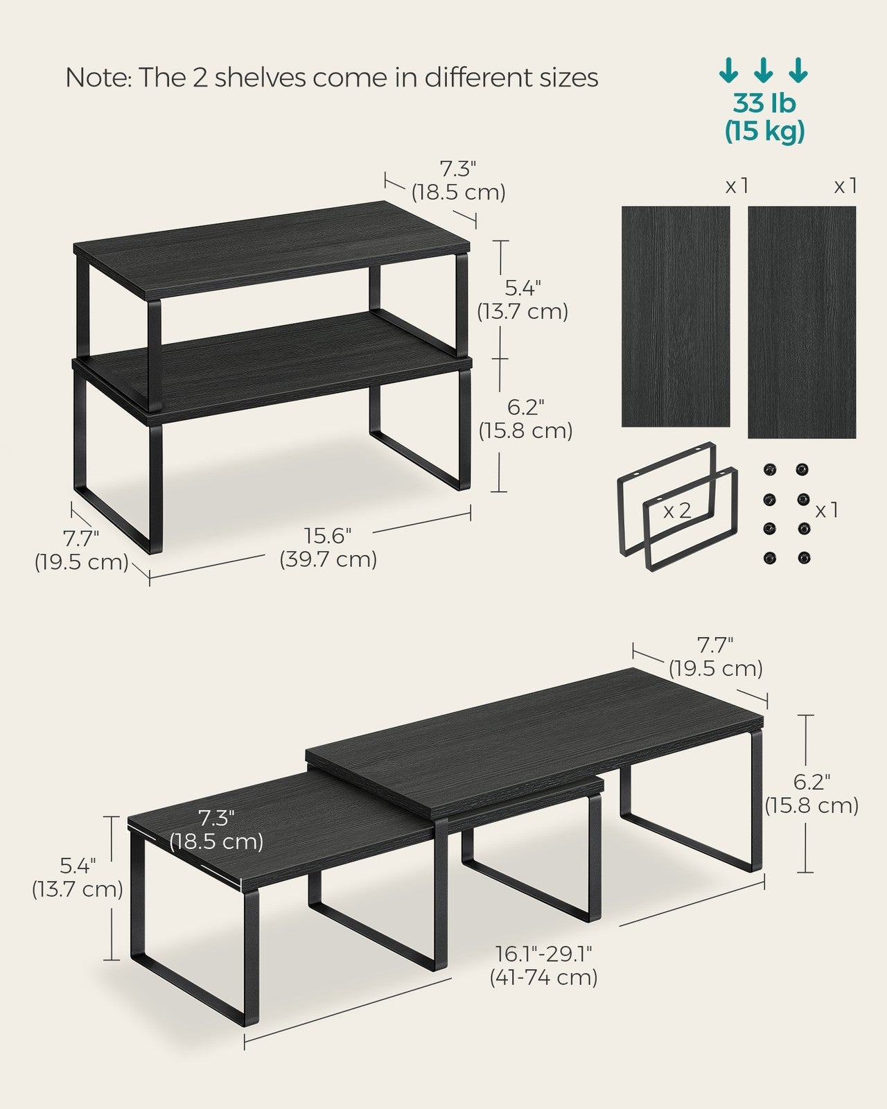 Set of 4 Kitchen Counter Shelves