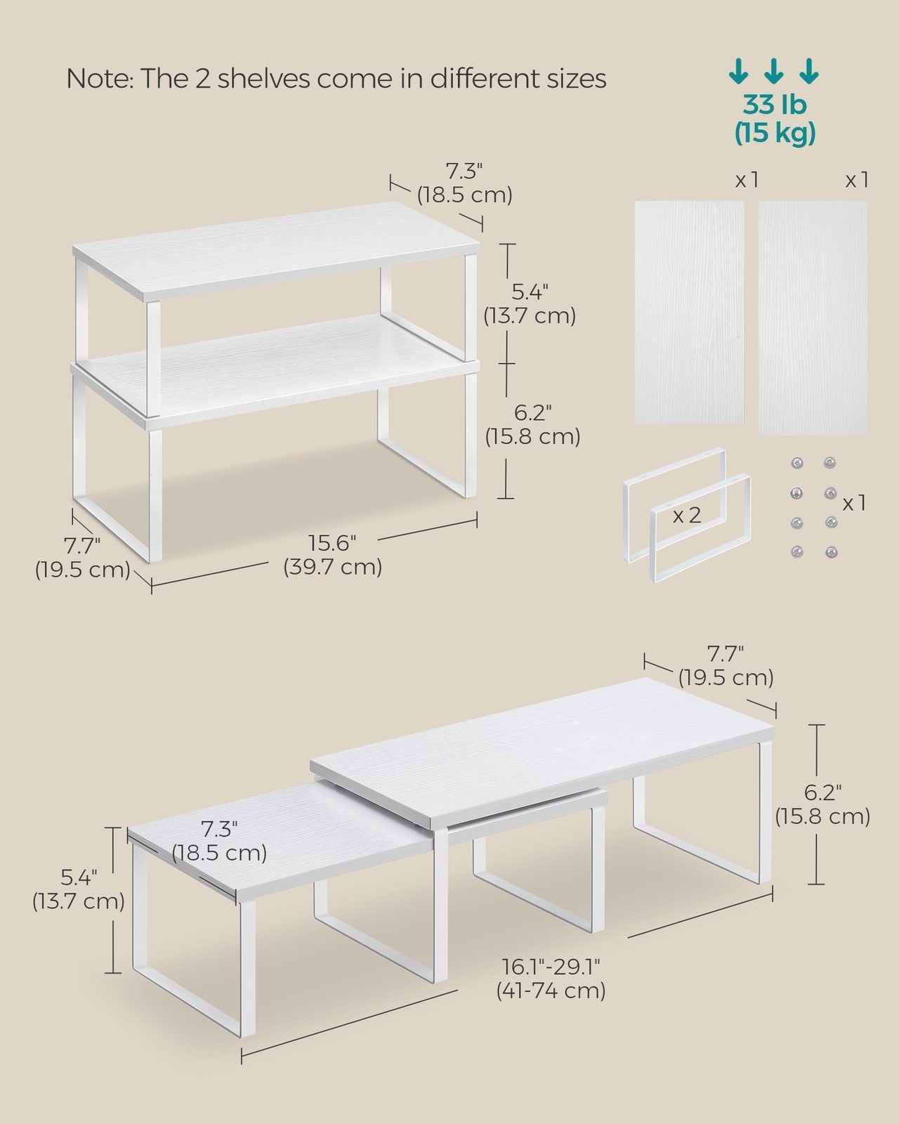 Set of 4 Kitchen Counter Shelves