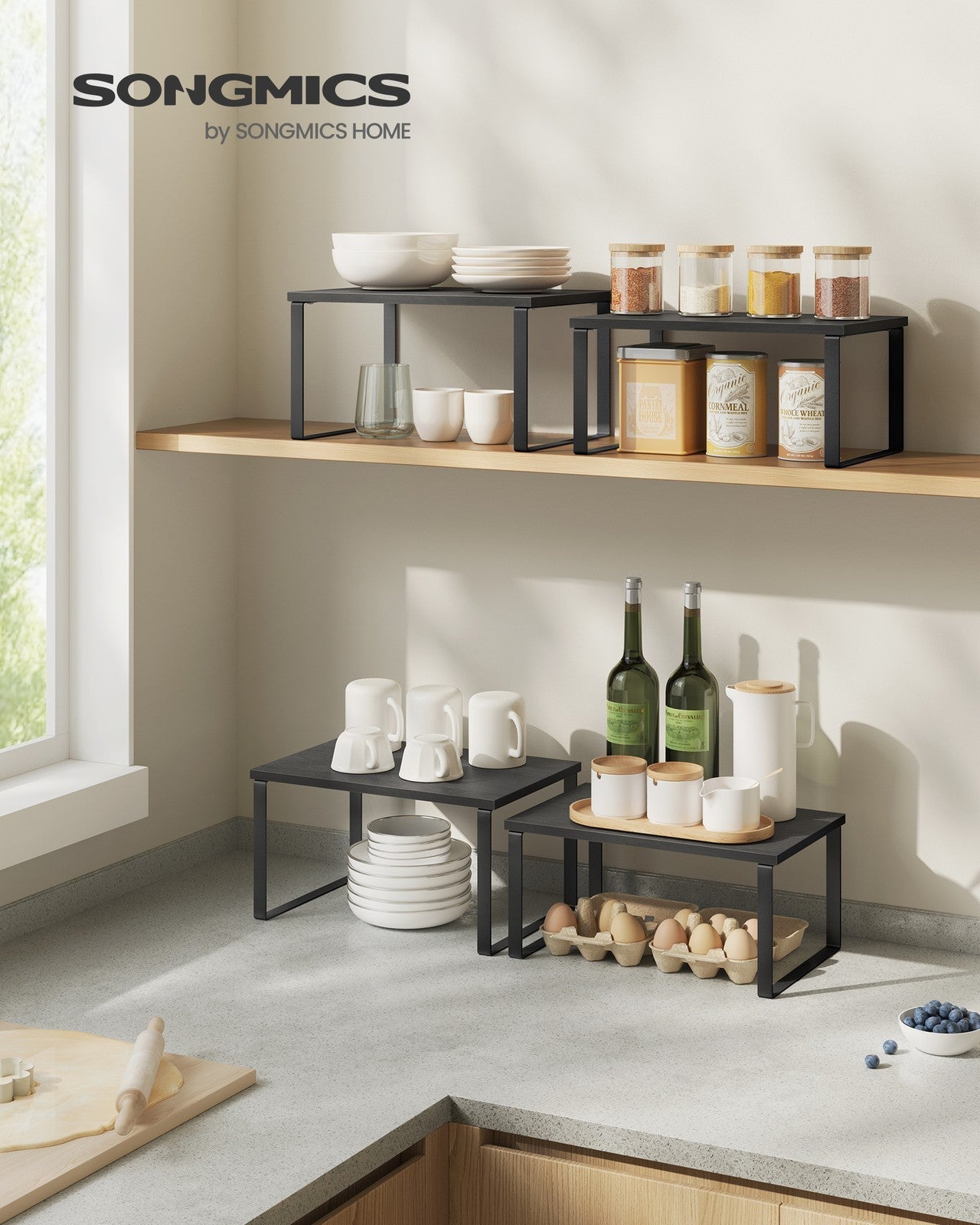 Set of 2 Kitchen Counter Shelves