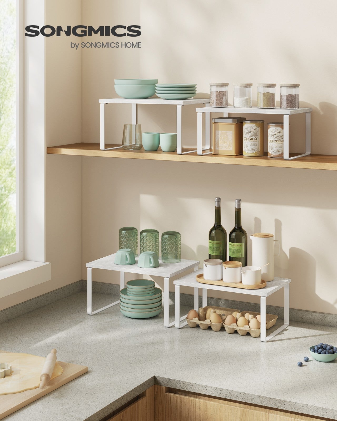 Set of 2 Kitchen Counter Shelves