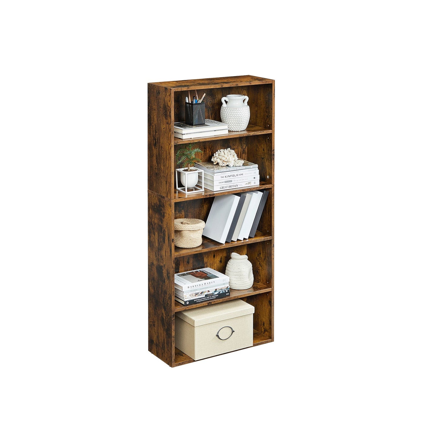 5-Tier Open Bookcase with Adjustable Storage Shelves