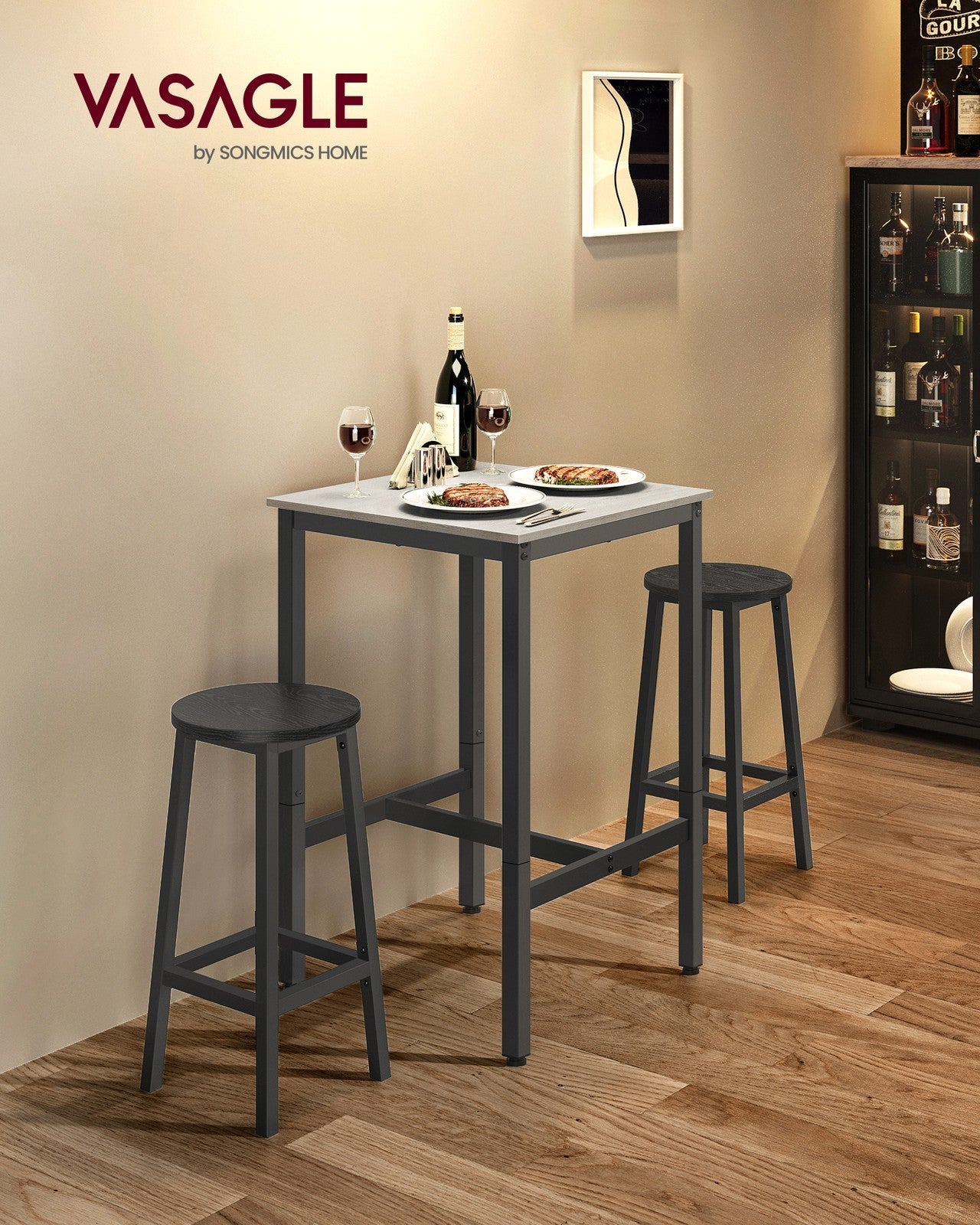 Bar Table with Metal Frame Vintage White and Black