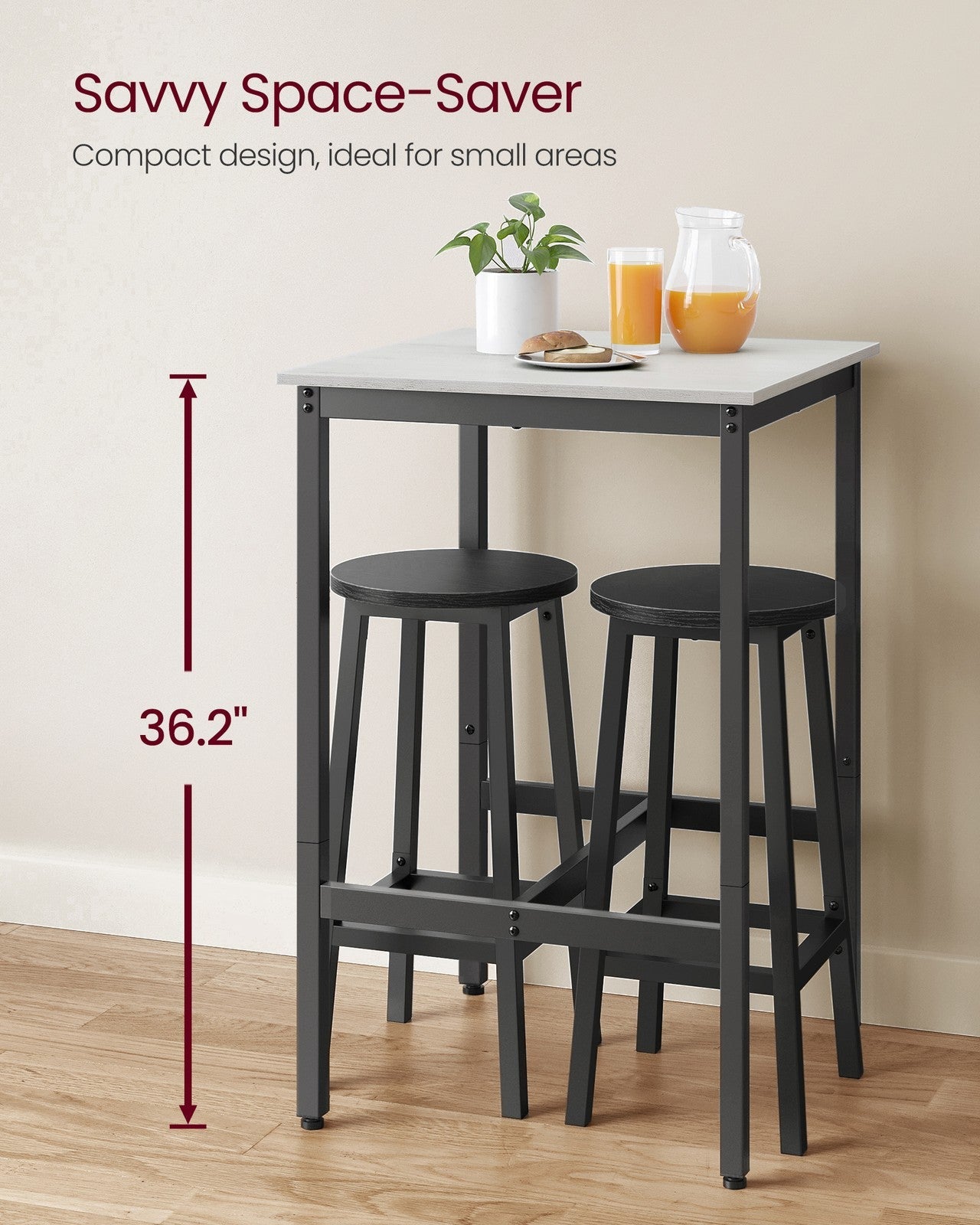 Bar Table with Metal Frame Vintage White and Black