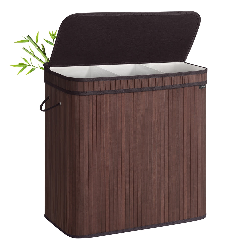 Bamboo Laundry Hamper with Lid, 39.6-Gallons