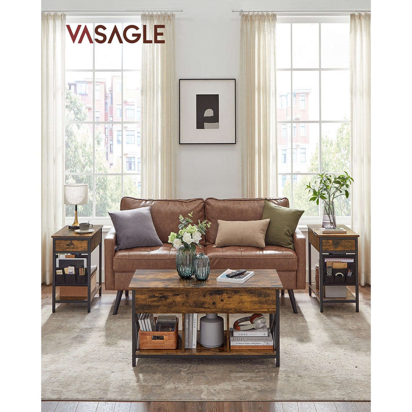 End Tables Set with USB Ports and Outlets